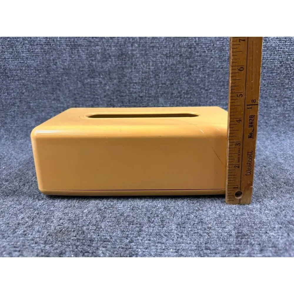 Plastic Tissue Box Cover Beige Rectangular Used Cleaning Required